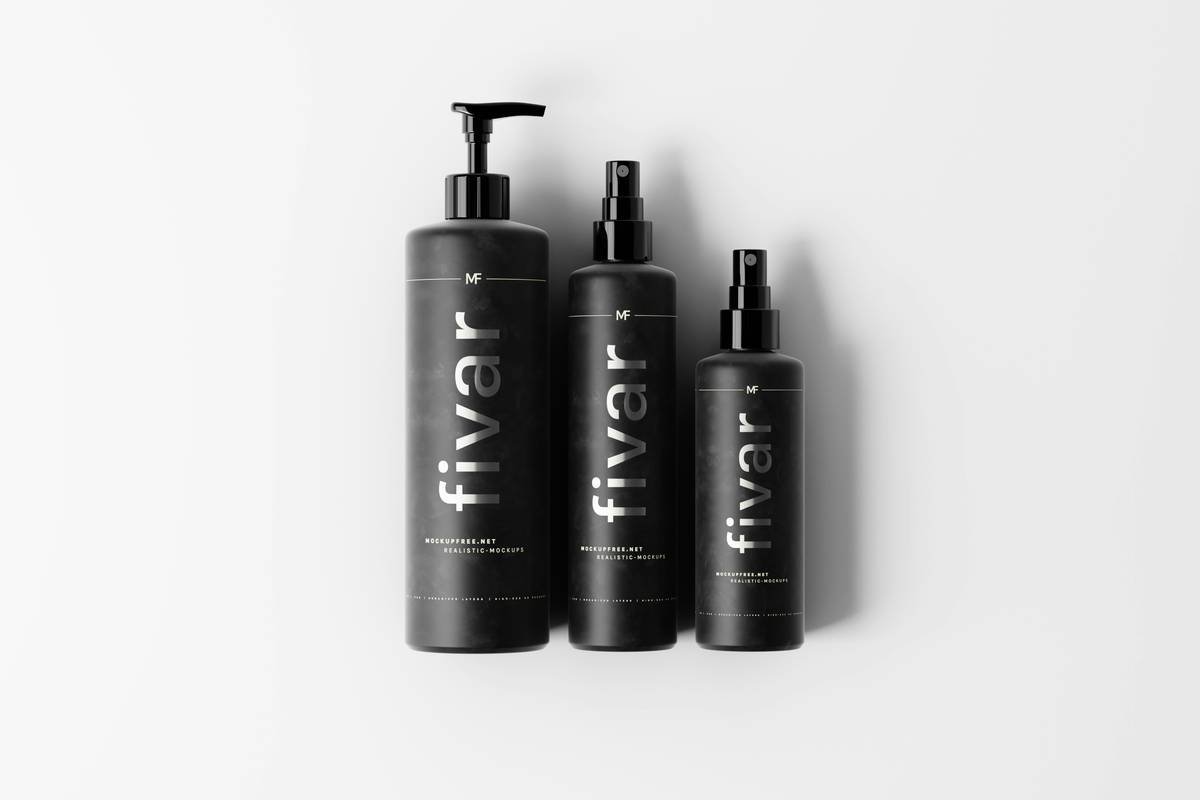 Fivar - Tri-Bottle Cosmetic Mockup Collection Download this mockup for free from Mockup Free: https://mockupfree.net