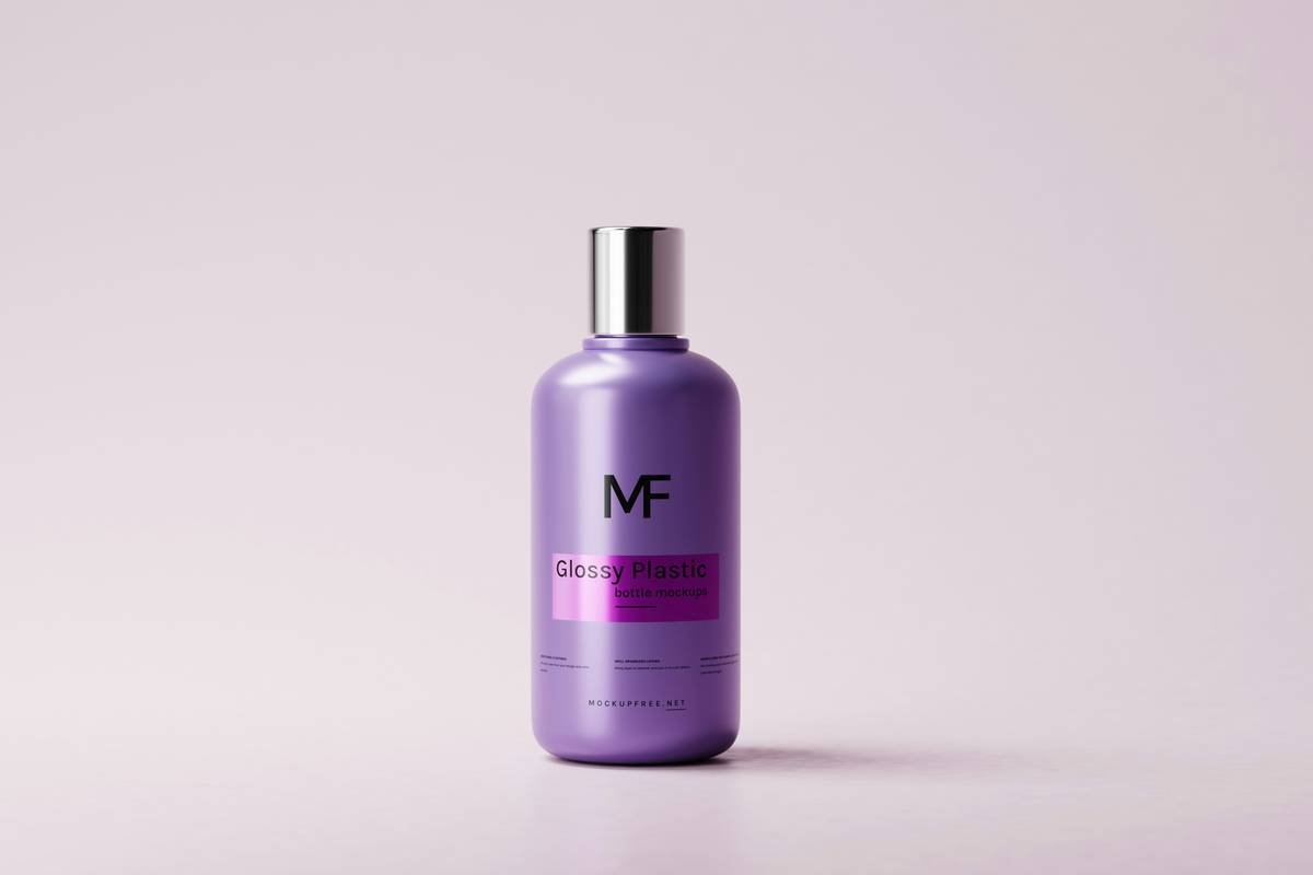 Glossy Plastic Cosmetic Bottle Mockups, download PSD mockup from https://mockupfree.net