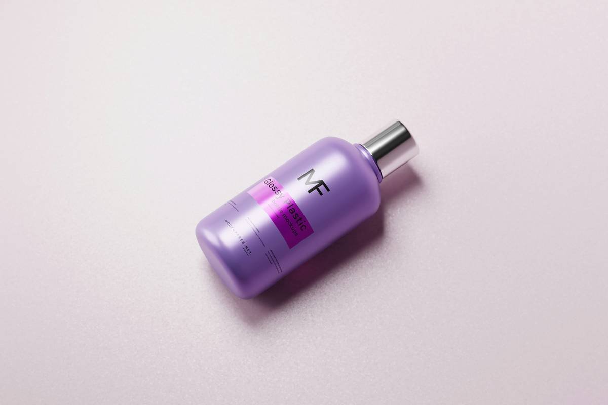 Glossy Plastic Cosmetic Bottle Mockups, download PSD mockup from https://mockupfree.net