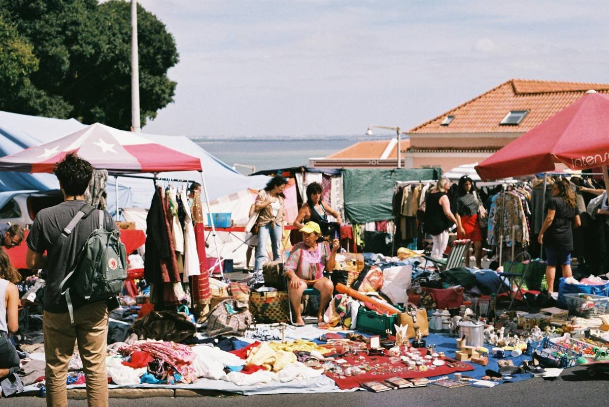 people at a market