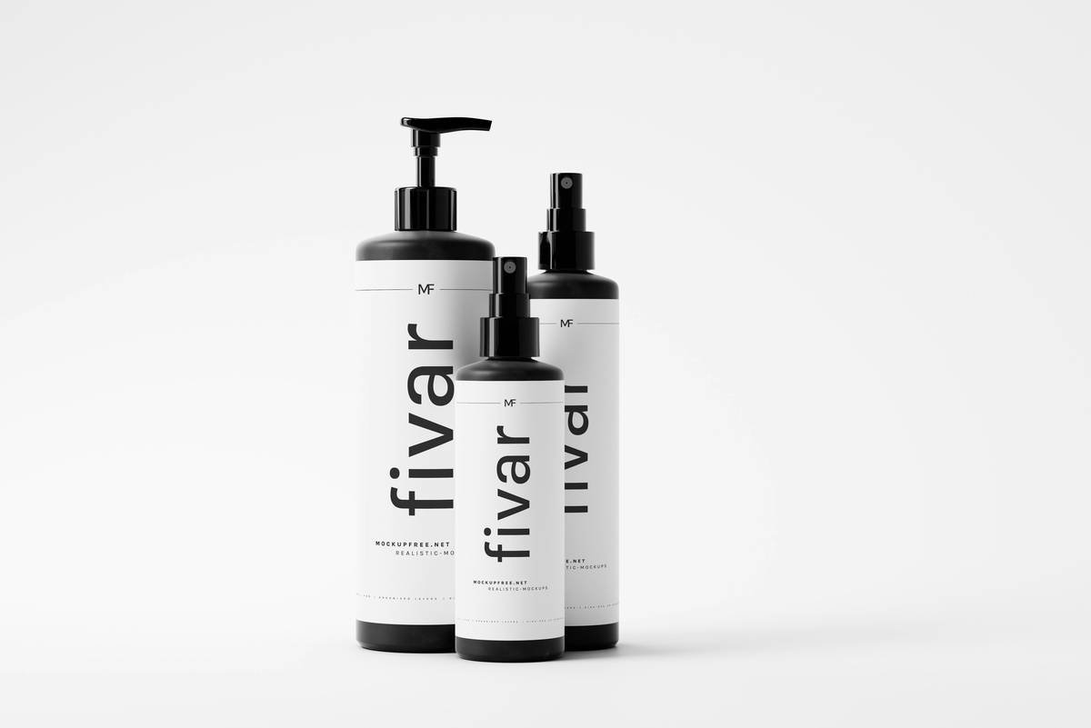 Fivar - Tri-Bottle Cosmetic Mockup Collection Download this mockup for free from Mockup Free: https://mockupfree.net